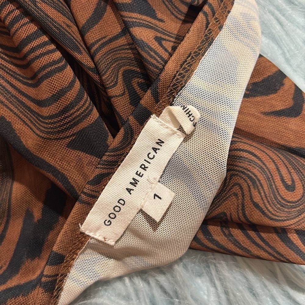 Good American Chai Swirl Mesh Crop Top Swim Cover View 4